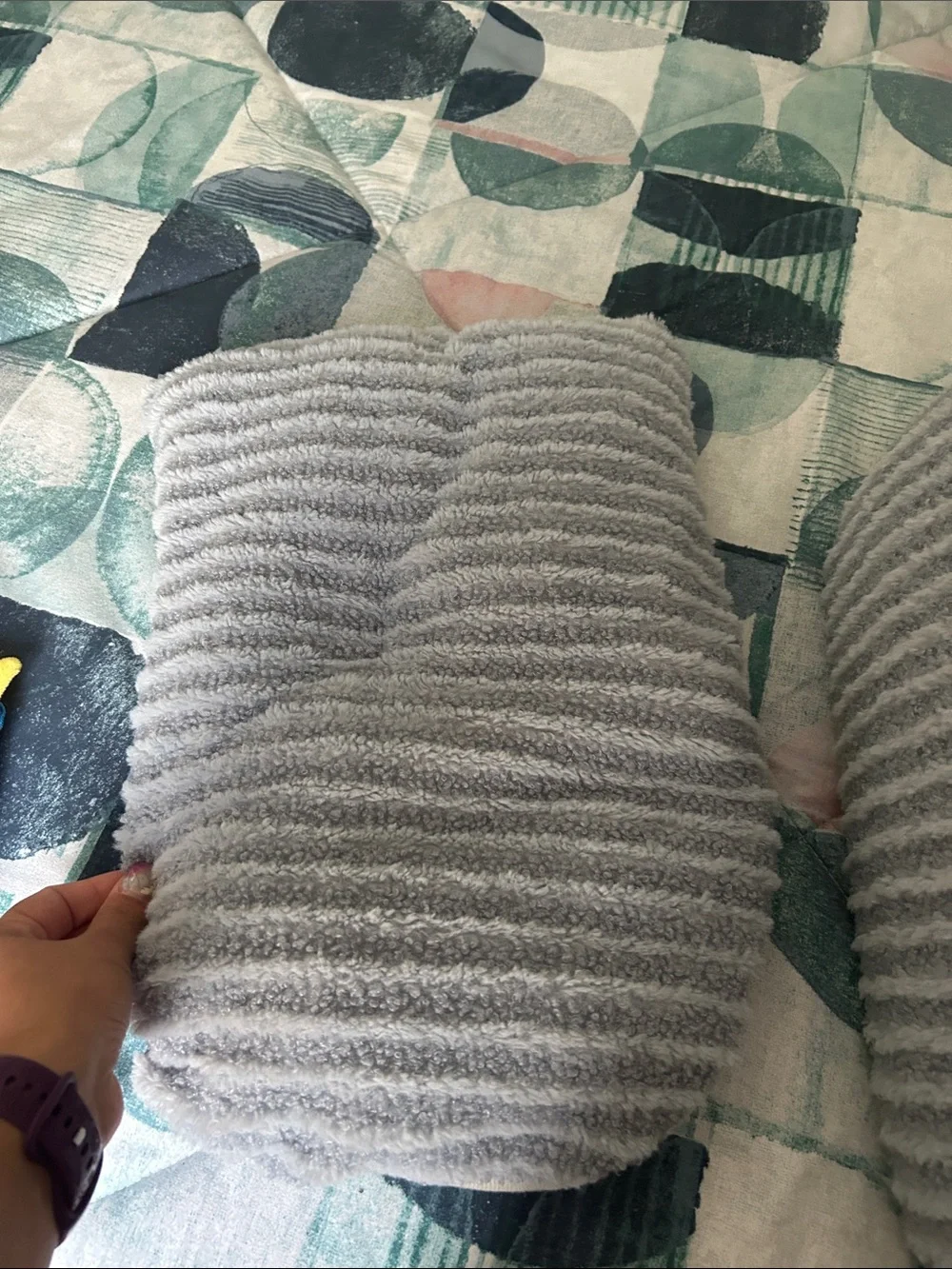 Cozy Gray Sherpa Pet Cave Bed with Cream Trim